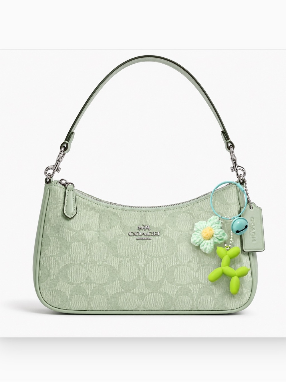 New Mint Women’s / Girls Green Balloon Dog & Crochet Flower Bag Charm / Keychain